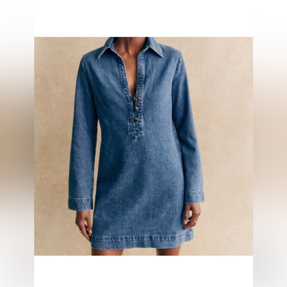 Sezane Blue Denim Mini Dress - sole style
